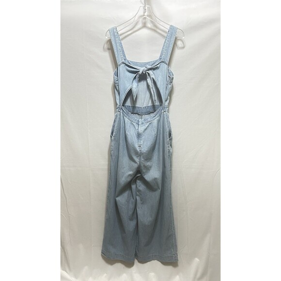 Madewell Jumpsuit Denim Jean Chambray Muralist Tie Crop Waist Wide Leg Sz 2 - Picture 16 of 16